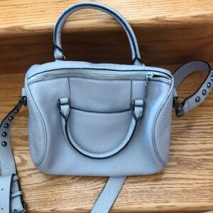 Elegant Gray Leather Handbag